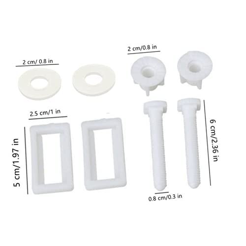 Image of MLD Replacement Plastic Screws fixing fitting kit repair tools Hinge Bolt Screw Hardware Kit Repair bottom installation for soft close Toilet Seat cover (Size 48 MM X 23 MM)