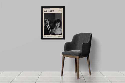 Image of BLINKART La Notte Movie Poster Frame 8x12 Inch | Premium 300 GSM Paper Wall Print | Mid Century Vintage Film Artwork for Home, Bedroom, Living Room, Office | Framed Photo Decor