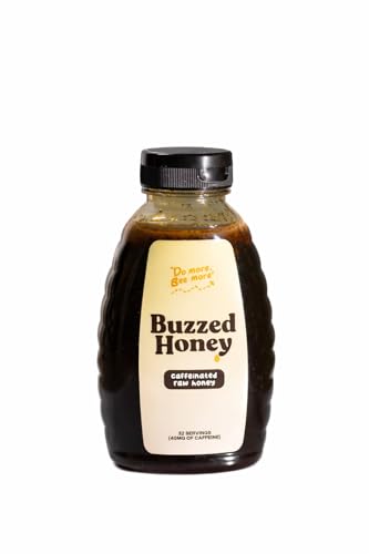Buzzed Honey - 16oz (32 servings), Raw Unfiltered Honey, Preworkout, Natural, Clean Energy, Caffeinated, Strength, Endurance & Energy