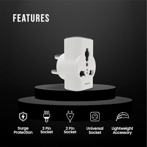 Image of 6 AMP to 16 AMP Multi Plug Adapter - Converts 6A Socket to 16A (Pack of 5)- Heavy Duty Plug Top Adapter for AC, Geyser, Washing Machine, Refrigerator