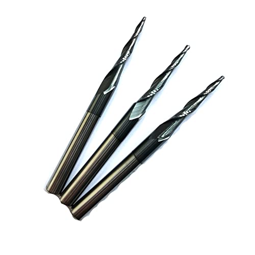 Image of 3pcs / Package JERRAY CNC Carving 3.75 Deg Tapered Angle Ball Tip Radius=1.0mm X 6mm Shank Tungsten Solid Carbide HRC55 with TiAIN Coated Router Bits