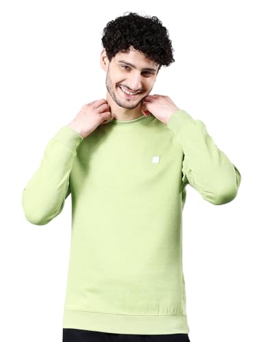 Image of The Indian Garage Co Green Regular Fit Self Design Overhead Crewneck Sweatshirt