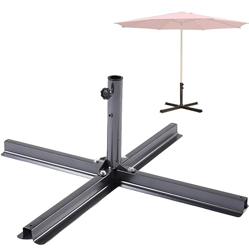 Metal Umbrella Base Stand, Umbrella Stand Outdoor Base, Cross Brace Stand for Outdoor Shade, Patio, Garden Umbrella Base Heavy Duty Universal