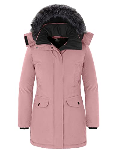 wantdo Women's Long Winter Coat Thick Puffer Jacket Faux Fur Hooded Parka Jacket