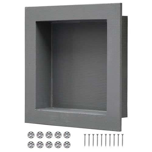 JITgee Shower Niche Insert Tile Ready 12x12, Mortar Surface Give Stronger Bonding Strength to Tiles, Waterproof Coating Providing Double Protection Against Water, Perfect as Bathroom Niche