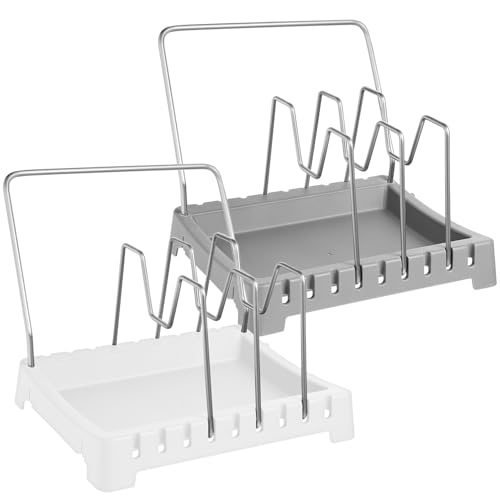 Abaodam 2個 鍋蓋スタンド まな板収納対応 多機能仕切りラック キッチンカウンター用省スペース整理ラック 家用調理器具収納で清潔整頓に