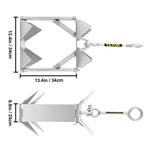 Vevor Box Anchor For Boats, 19 Lb Fold And Hold Anchor, Galvanized Steel Cube Anchor, Heavy Duty Box Anchor For 18'-30' Boat, Box Anchor For Pontoon Boats With Folding Design For Offshore Anchoring #TOP7