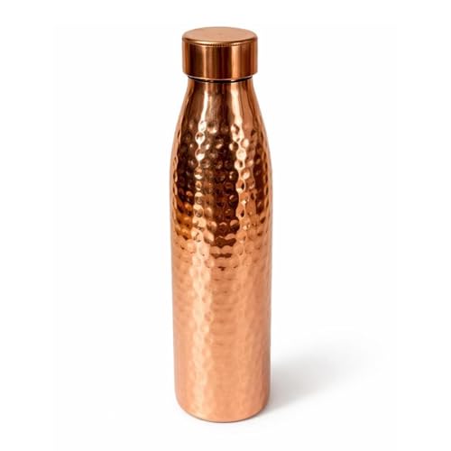 HartVale Aqua Pure Copper Water Bottle 950ml Leak-Proof Handmade Hammered Finish Eco-Friendly & Plastic-Free Reusable Bottle for Daily Hydration
