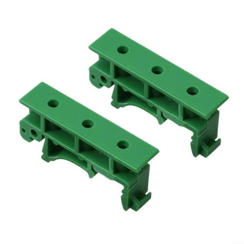 PCB DIN Rail Mount Adapter 35mm for C45 DIN 35 Mounting Rail - Industrial PCB Support Bracket with 2.5cm Hole Pitch, Plastic Circuit Board Mounting Holder (Set, 2 pcs)(Green)