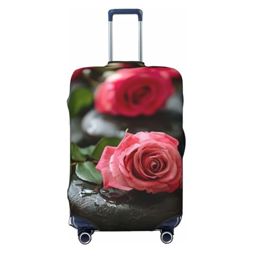 Spa Stone And Rose Flowers Print Washable Luggage Cover Fashion Suitcase Protector Cover Fits 18-32 Inch Luggage