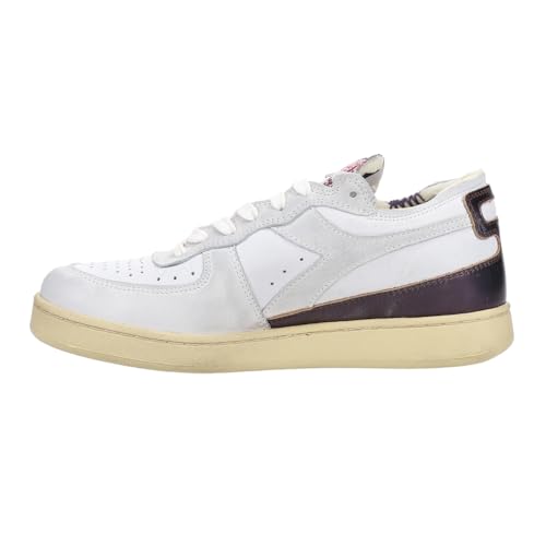 Diadora Womens Mi Basket Row Cut Dirty Metallic Lace Up Sneakers Shoes Casual - White3