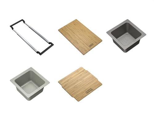 Franke Accessorio Universale All-In Set 2 - Tagliere, Vaschetta in Plastica, Contenitore in Plastica e Ponte Telescopico 112.0655.482