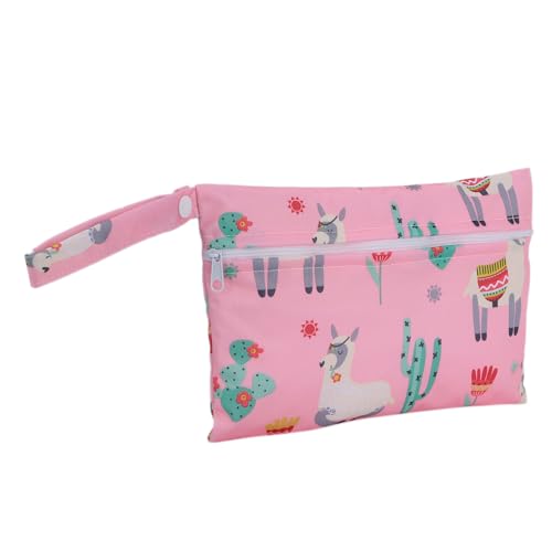 Bolsa de Almacenamiento de Pañales con Patrón de Animales de Dibujos Animados, Encantadora Bolsa de Pañales Portátil para Viajes de Bebés (9,1x5,9 pulgadas) (Caballo de barro de hierba No. 21)