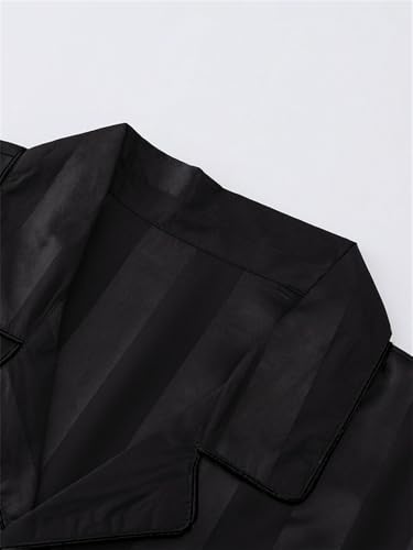 Betusline Men's Soft Silky Satin PJ Set - 2-Piece Cozy Short Sleeve & Shorts, Lightweight Sleepwear Loungewear US S-XXL2