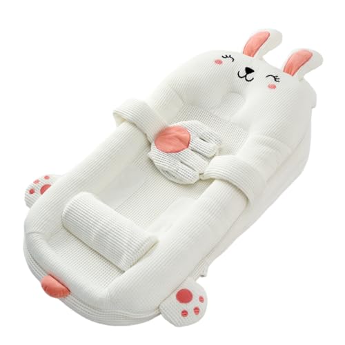 Quxxuol 赤ちゃん枕 ベッドインベッド 赤ちゃん 添い寝 3段階角度調整 柔らかく快適 持ち運び 取り外し可能でお手入れ簡単 冬と夏の両用 出産祝い (ちびウサギ,アップグレード)