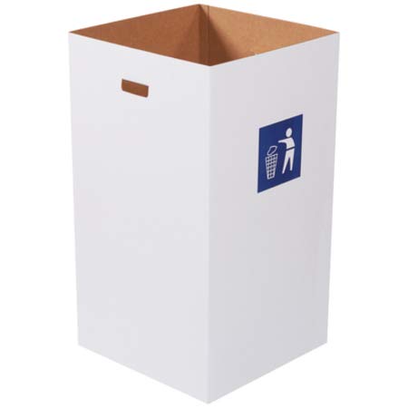 PARTNERS BRAND Corrugated Trash Can with Waste Logo - 50 Gallon