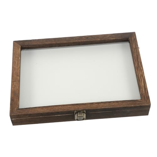 HOMOCONO 1 Set Flannel Wood Insect Specimen Display Holder Coffee Acrylic Display Plant Display Cases Wooden