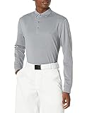 Callaway Men's Long Sleeve French Terry Heathered Solid Polo, Medium Grey Heather, 2X-Large