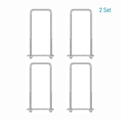 Image of 4 Sets 304 Stainless Steel Square U-Bolts 2 inch(50mm) Inner Width, 4 inch(100mm) Length Stainless M8 with Nuts, Frame Plate, Accessories for Automobiles Trailer, Boat Trailer Industrial Parts
