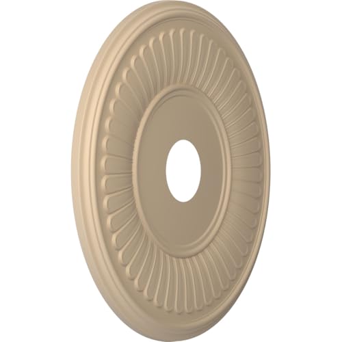 Image of 19 inchOD x 3 1 /2 inchID x 1 inchP Berkshire Thermoformed PVC Ceiling Medallion (Fits Canopies up to 8 3 /8 inch), UltraCover Satin Smokey Beige