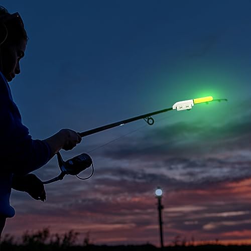 Foto von Aoreun LED Glow Sticks for Fishing, 5 PCS LED Glow Sticks for Fishing Angelrute Schwimmt Knicklicht, wasserdicht, leuchtende Leuchtstäbe mit Schnalle, Nacht-Angel-Bissanzeiger für Meeresangeln