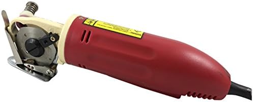 iKonix WDJ8-1-1 Electric Minishear Rotary Knife Round Cutting Machine 110V 60Hz 2400r/min 45W, Red; Equivalent To Yamata WDJ8-1; Designed To Cut Fabrics, Leather, Plastic Films; 50mm Blade; Sharpener