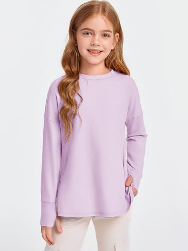 Haloumoning Girls Athletic Shirts Long Sleeve Active Quick Dry Tops Kids Gym Yoga Tees with Thumb Holes 5-14 Years2