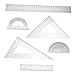 HAPINARY 2sets Transparent Geometry Ruler Set Protractor and Triangle Ruler for Student Drafting Engineering Drawing and School Supplies