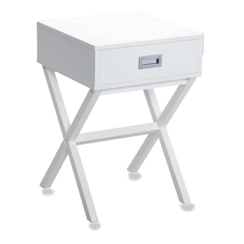 JFUNANQH Mesita de Noche Estrecha Blanca, Juego de 2 mesitas de Noche Modernas de Madera en Forma de X con cajón de Almacenamiento, Muebles de Dormitorio, mesita de Noche, sofá, Mesa auxili