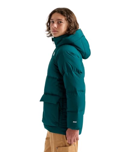 Image of The North Face Teen North Down Fleece-Lined Short Parka | 600 Fill Waterfowl Down, Water Repellent, Insulated Hood, & Pockets, Pacific Teal, X-Large