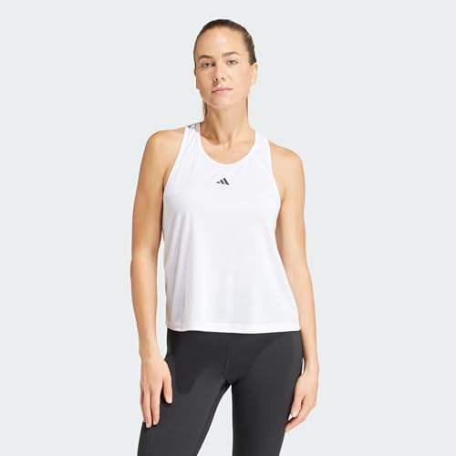 adidas Women's Train Essentials Minimal Branding Racerback Tank Top, White, S