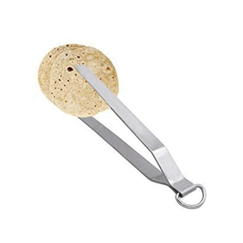 Image of Papad Jali with Stainless Steel Roaster and Handle - Roti Chapati Grill Round 1 pc + Chimta 1 Pc