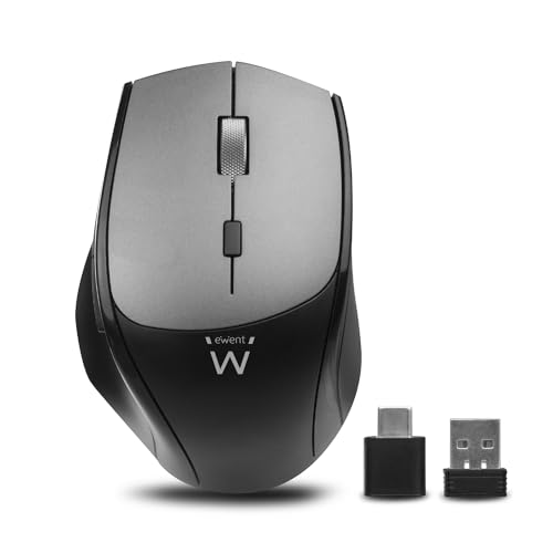 Ewent Souris Sans Fil Bluetooth et Wireless, Deux récepteurs Nano USB A et USB C, Clés Silencieuses, 2400 DPI, Portable Souris Sans Fil pour...