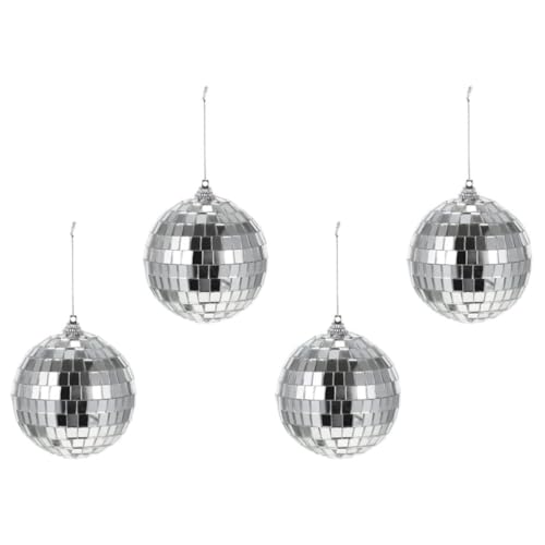 Artibetter 4 Pièces Boule à Facettes Argentée en Verre pour Décoration de Table, Reflet Lumineux Brillant, Accessoire Photo pour Fêtes à Thème et...