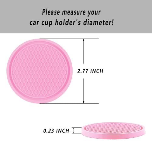 ZSDY Car Cup Coaster, 4PCS Universal Auto Non-Slip Cup Holder Embedded in Ornaments Coaster, Car Interior Accessories Sets, Pink - Image 2