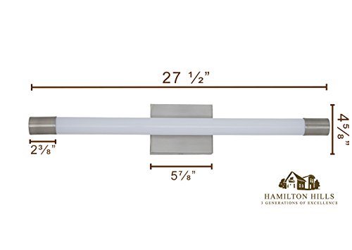 New Slim Line Modern Frosted Bathroom Vanity Light Fixture | Contemporary Sleek Dimmable Led Cylinder Bar Design | Vertical Or Horizontal Tube Wall Sconce | 3000K Warm White 28" #TOP2