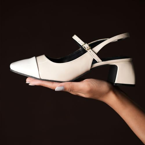 Image of Theater Women Twiggy Mary Jane Block Heel Sandals with Square Toe and Adjustable Buckle Slingback | Cushioned Comfort for Office & Formal Wear