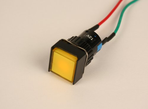 Luz piloto LED amarilla 17mm panel 12V DC miniatura 3