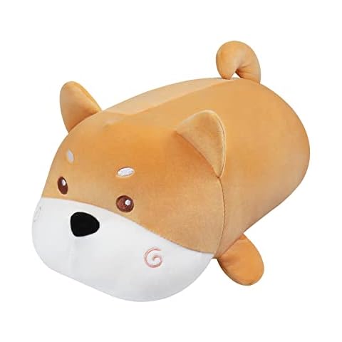 Shiba Inu Plush Toy Shiba Inu Plush Pillow Chubby Dog Plush Toy Puppy Cushion Toys Soft Animal Pillow Stuffed Dog Comfortable Huggable Pillow Gift for Friends Family, Soft Toy for Kids 17.7 inch Cover
