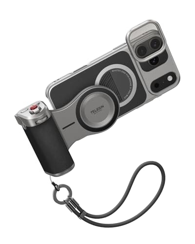 TELESIN Master Grip Kit for iPhone 17 Pro, Magnetic Phone Camera Grip with C03 Selfie Light+ UV Filter+ Black Mist 1/4 Filter + Graphene Case, Creator Combo Built Wireless Charging - Handle Grip