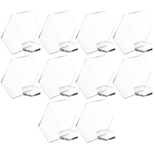UKCOCO Lot de 10 Cartes de Place Hexagonales en Acrylique Réutilisables et Faciles à Nettoyer pour Banquets et Anniversaires avec Support