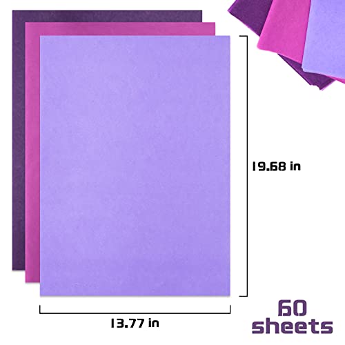 Image of MR FIVE 60 Sheets Gift Tissue Paper Bulk, 20 inch x 14 inch, Purple Tissue Paper for Fall Halloween Birthday Wedding Holiday, 3 Colors