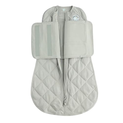Image of DREAMLAND BABY Weighted Sleep Swaddle Sack, Babies Aged 0-6 Months. 100% Cotton, Evenly Distributed Weight from Shoulders to Toes (Grey)