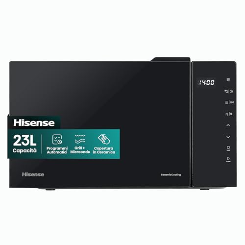 Hisense Microonde H23MOBS5HG4, cavità 23L, apertura porta a sinistra, display LED touch, 8 funzioni, 800W