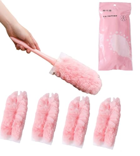 UMIMKT Handhold Duster Microfiber Dusting Wand for Clean with 5PCs Refill Head Lint Free Washable Dust Remover Daily Use Bendable Replaceable Head for Bed Sofa Car Reusable and Disposable Sweep 36CM