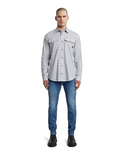 G-STAR Men's Navy Slim Long Sleeve Shirt, Multicolor (Salute/White Oxford D24963-c290-h511), XXL3