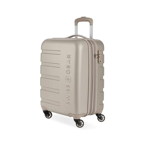 SwissGear 7366 Signature Hardside Expandable Luggage with Spinner Wheels, TSA Lock, Cup-Holder, Sand, Carry-On 19-Inch