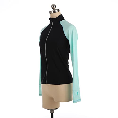 Jaqueta de patinação artística, zíper colorido com painéis de manga comprida, adulto, infantil, elás