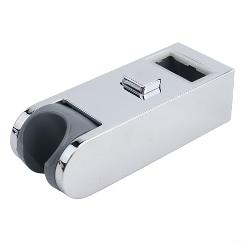 Soporte ajustable cromado para cabezal de ducha, rotación de 360 grados, soporte de barra deslizante con almohadilla de resina para tubo cuadrado de baño (30 x 15 mm)