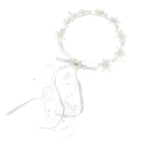 Girls First Communion Holy Veil White Flower Headband Christening Headpiece(White Flower)2